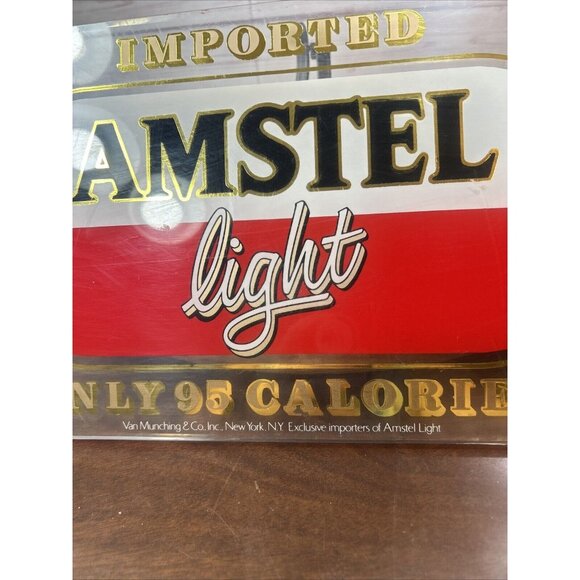 Imported Amstel Light Clear Plexiglass Beer Sign 18 X 9” Vintage Bar decor Read* - Picture 3 of 8